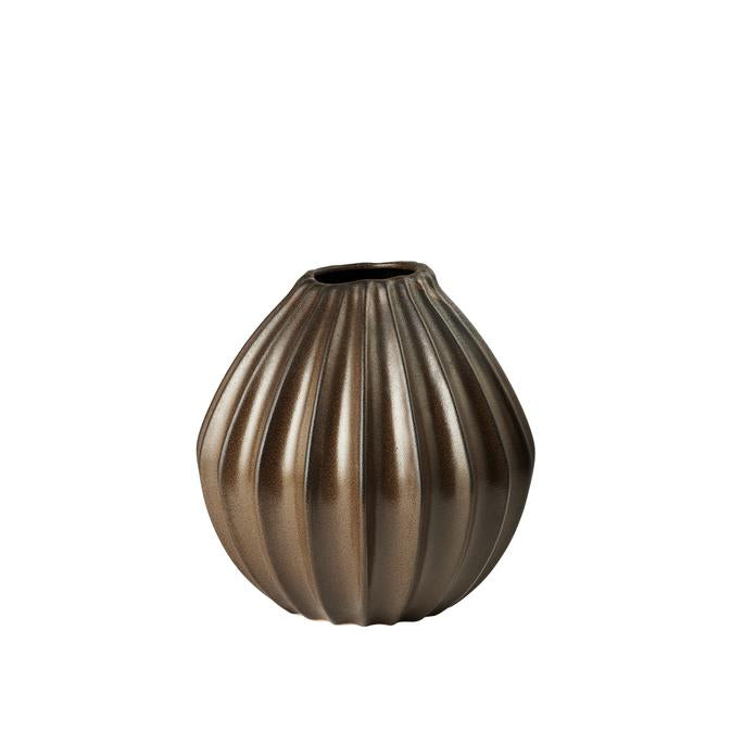 BROSTE COPENHAGEN Vase Wide M Ceramic Antique Braun - GUNDT HOME