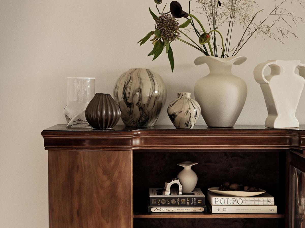 BROSTE COPENHAGEN Vase Ingrid M Ceramic Beige/Schwarz - GUNDT HOME