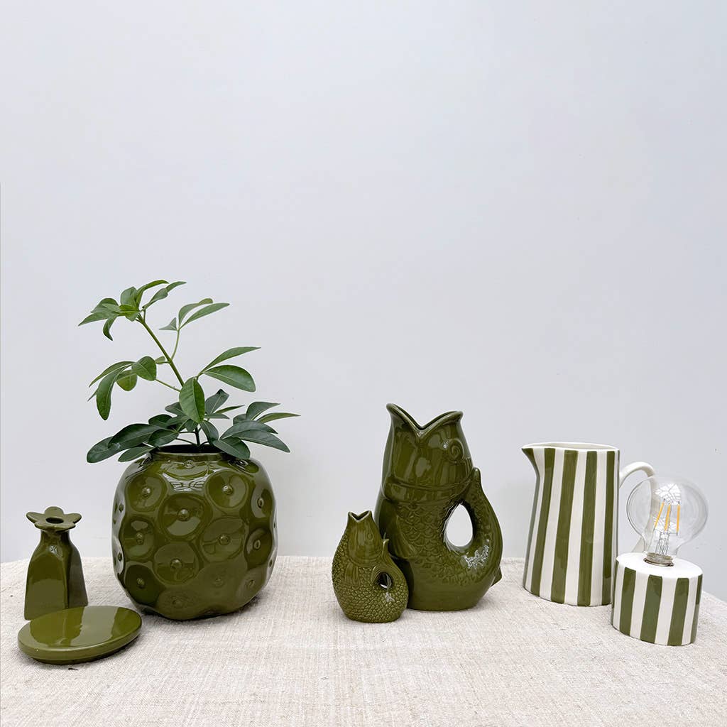 Fischkannenvase GM Khaki L16,5 P11 H25,3 cm - GUNDT HOME
