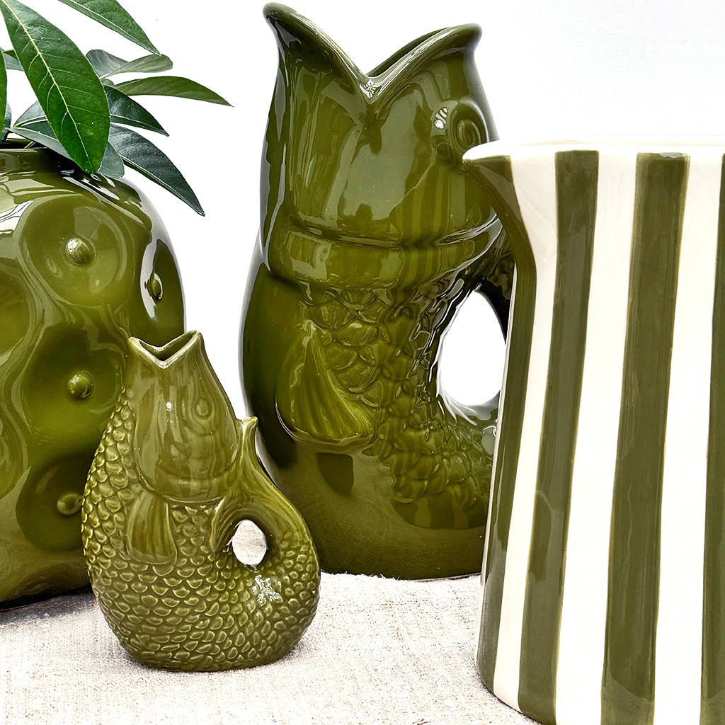 Fischkannenvase GM Khaki L16,5 P11 H25,3 cm - GUNDT HOME