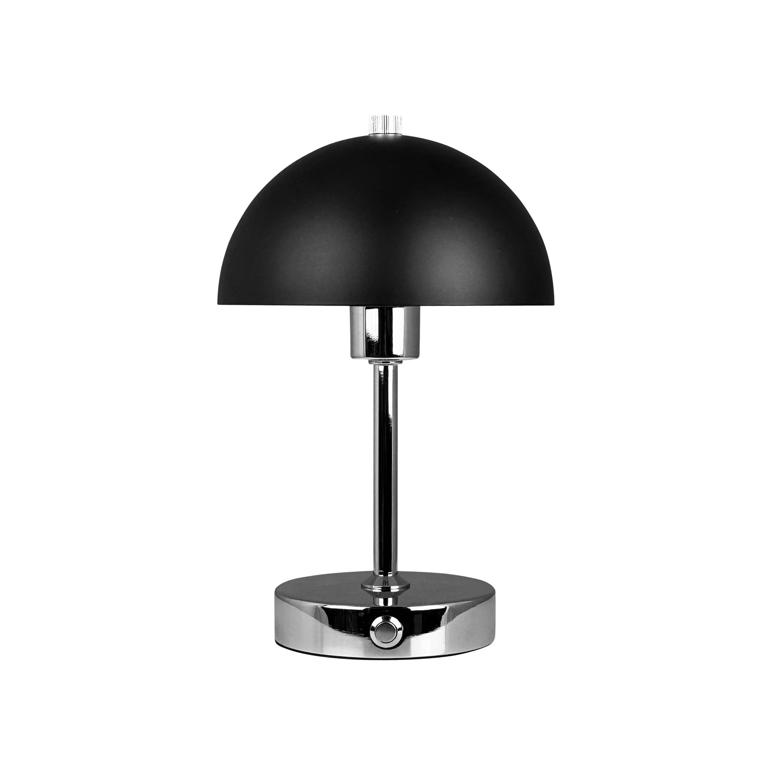 Malmø schwarze/chromfarbene LED-Tischlampe wiederaufladbar