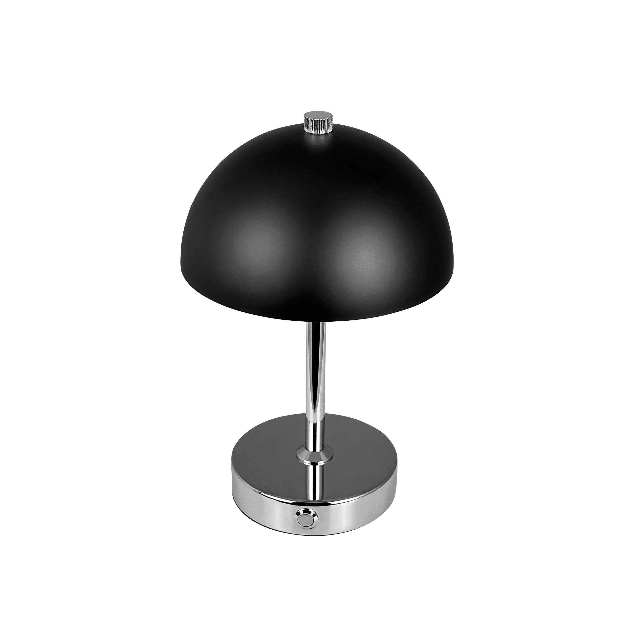 Malmø schwarze/chromfarbene LED-Tischlampe wiederaufladbar