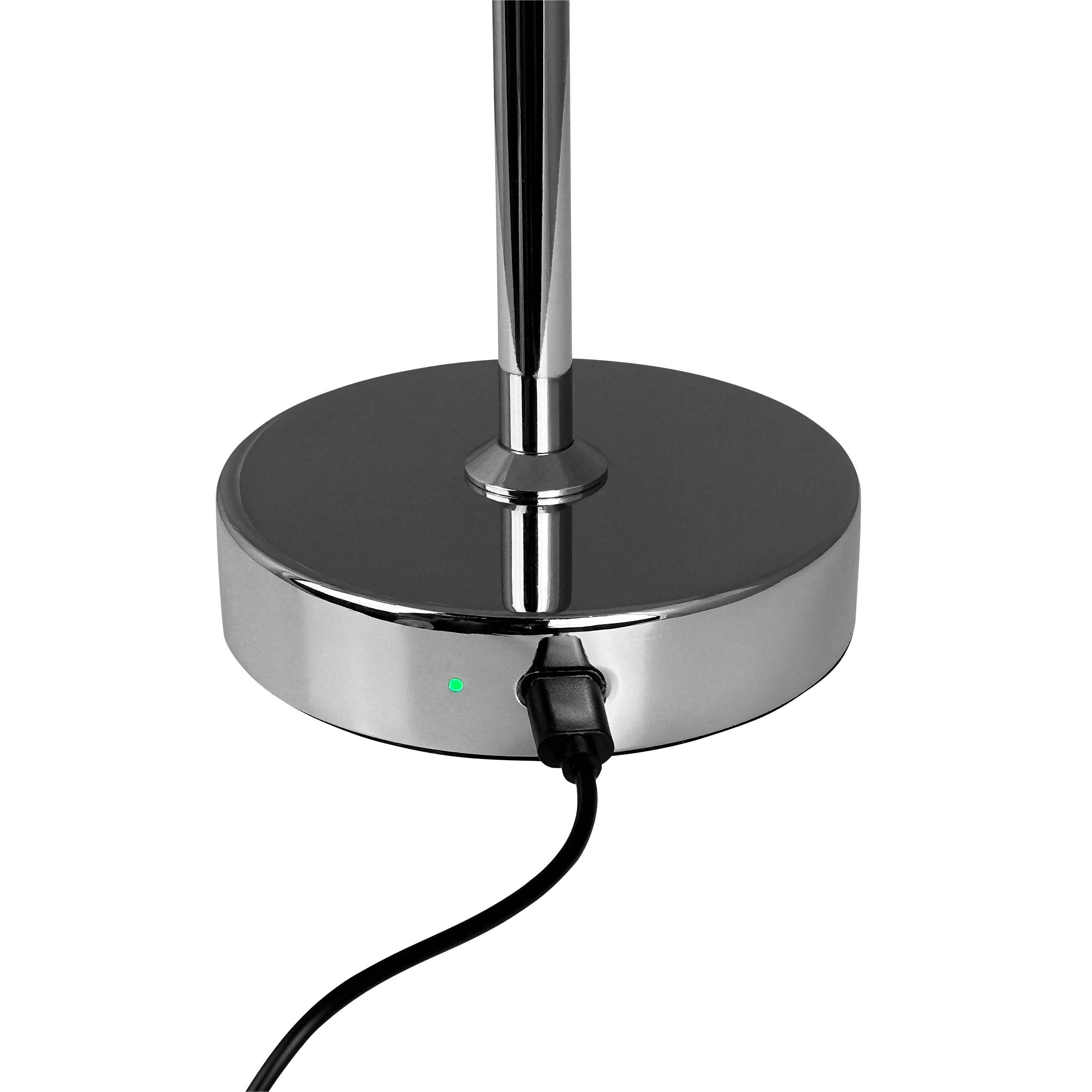 Malmø schwarze/chromfarbene LED-Tischlampe wiederaufladbar