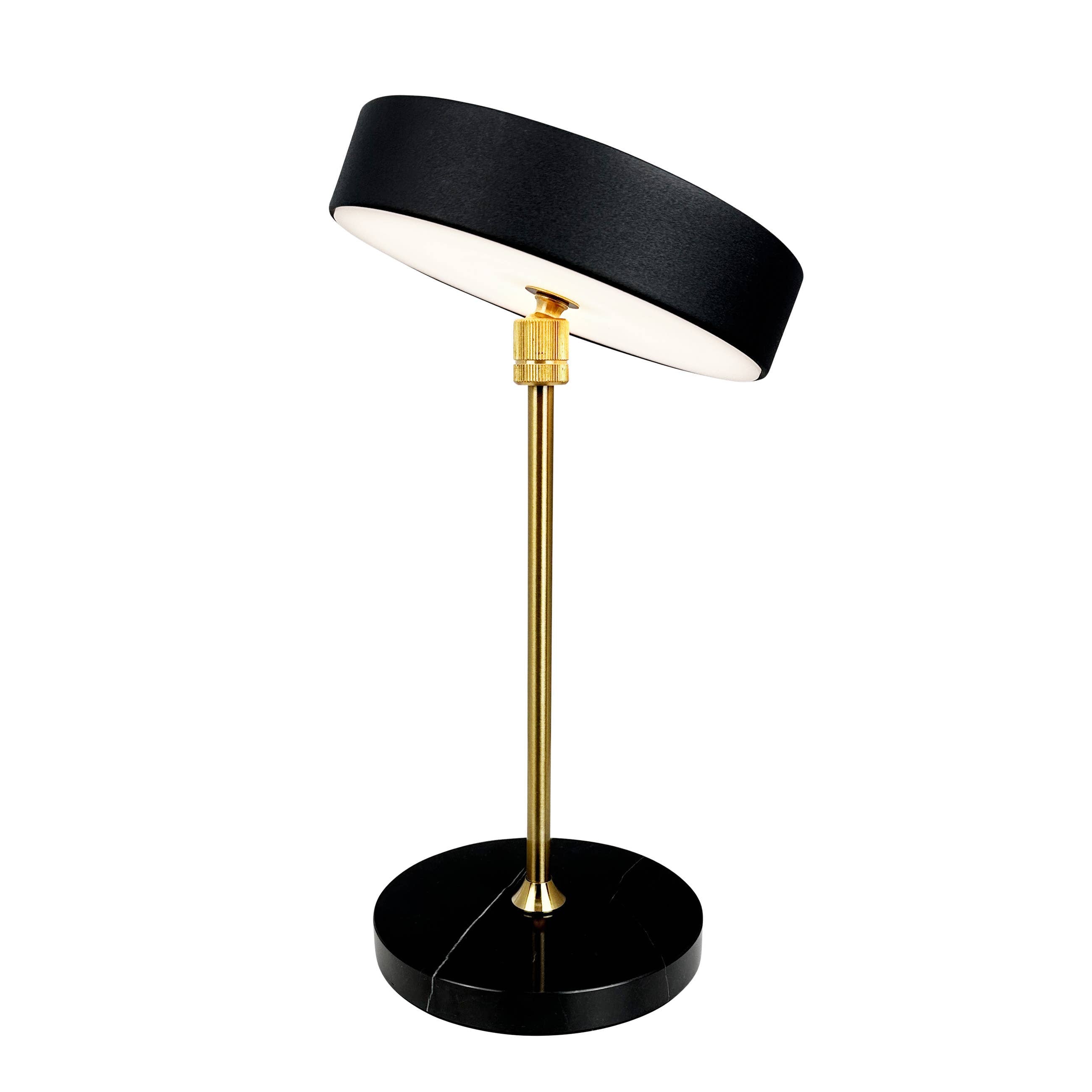 MOONLIGHT LED wiederaufladbare Tischlampe schwarz, messing, marmor
