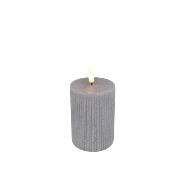 DEKO FLORALE LED Kerze grau mit Rille 10 - GUNDT HOME