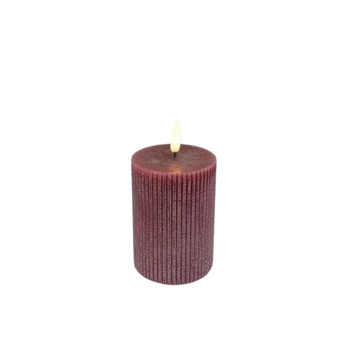 DEKO FLORALE LED Kerze Burgundy mit Rille 10 - GUNDT HOME