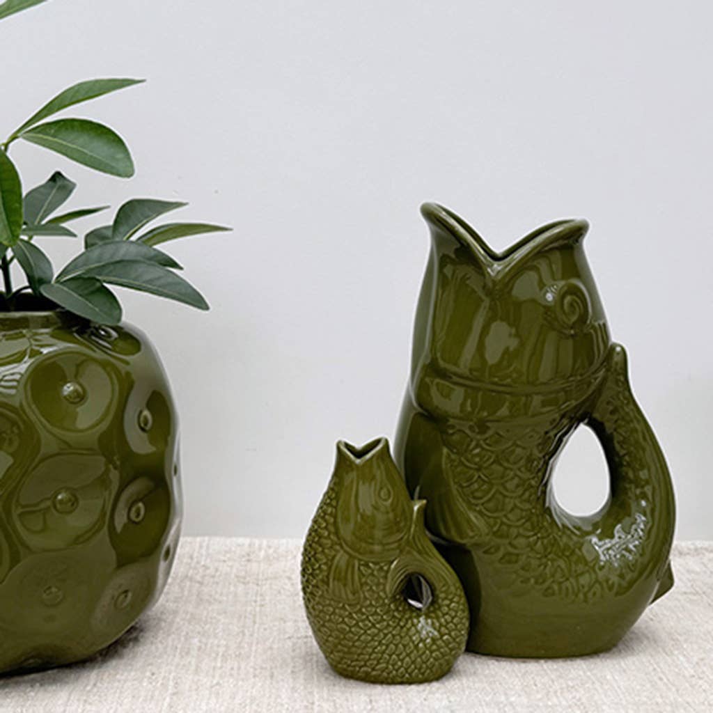 Fischkannenvase GM Khaki L16,5 P11 H25,3 cm - GUNDT HOME