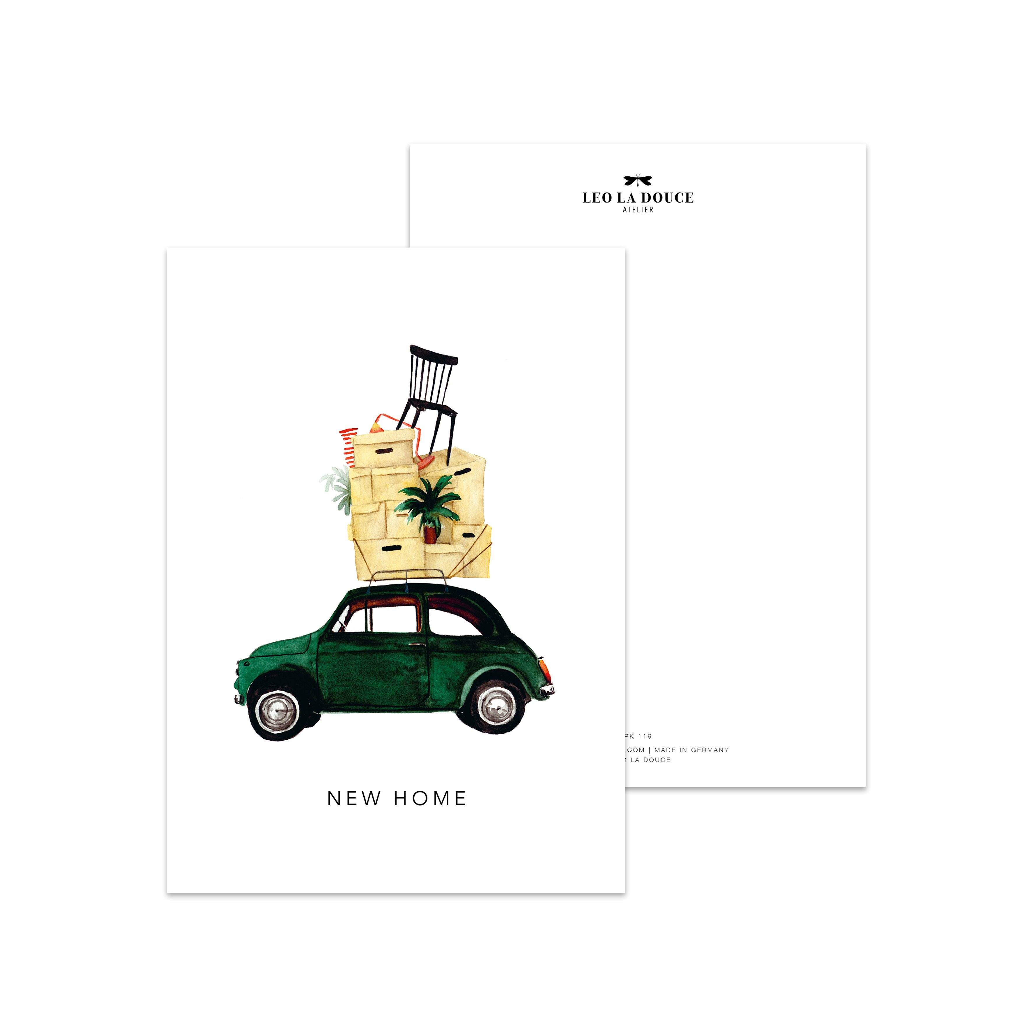 LEO LA DOUCE Postkarte · New Home - GUNDT HOME