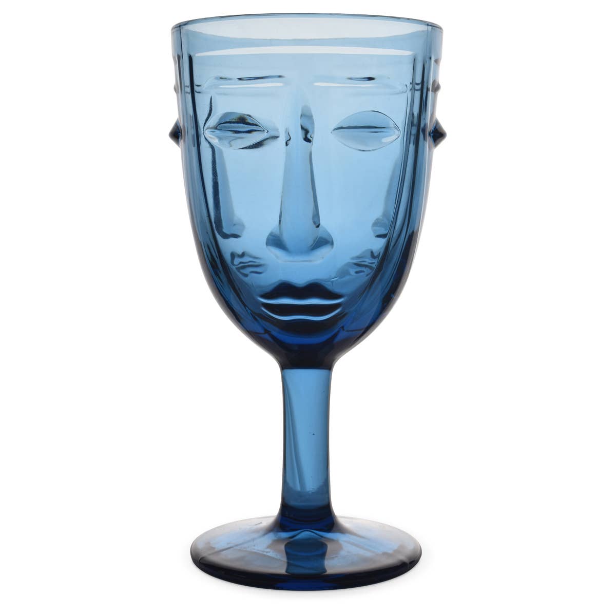 Blaues Trinkglas mit Gesicht D8 H16,5 cm - GUNDT HOME