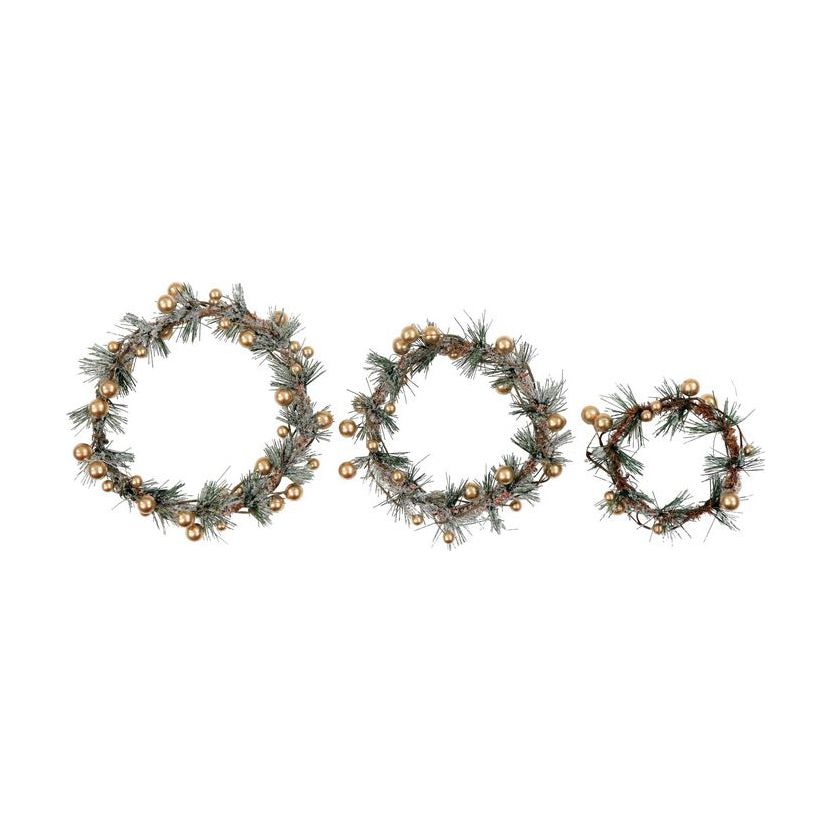 Weihnachtskranz ''Gold Berry'' 3er Set - GUNDT HOME